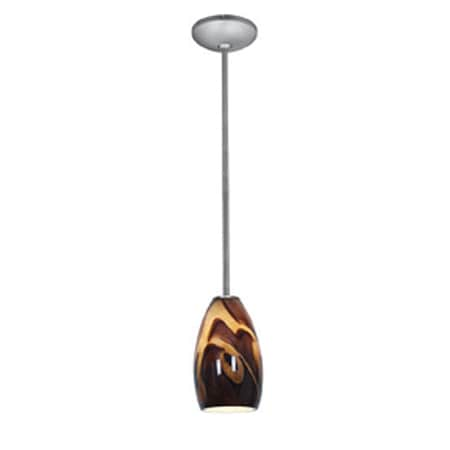 Champagne, LED Pendant, Brushed Steel Finish, Inca Glass